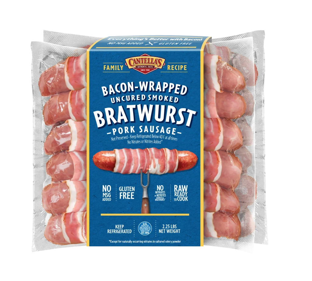 Cantella Bacon Wrapped Bratwurst